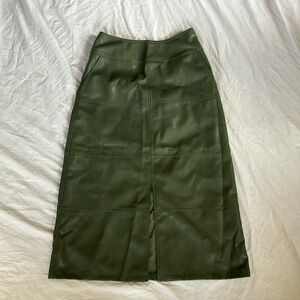 NWT CAbi Kick It Skirt - Green Pencil Midi Skirt with Slit